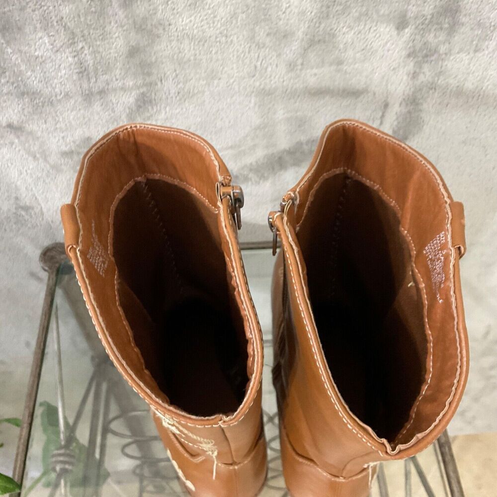 Bebe Cowgirl Boots women’s size 5 Brown faux leather embroidered logo name - Picture 6 of 16